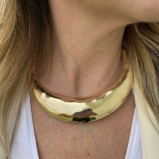 Colar Placa Orgânica Banhada a Ouro18k