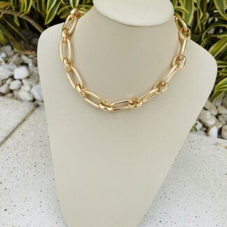 Colar Elos Lisos Abaulados Banhado a Ouro18k