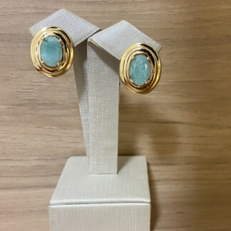 Brinco Oval de Esmeralda Banhado a Ouro18k
