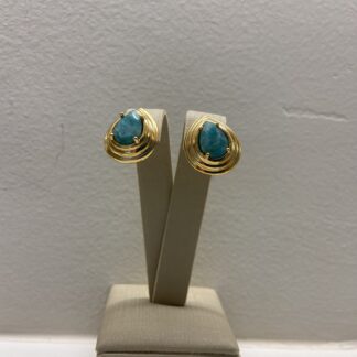 Brinco Gota Amazonita banhado a Ouro18k