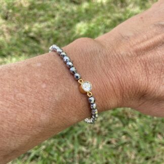 Pulseira de Hematita Banhada a Ouro18k