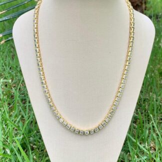 Colar Riviera Quadrada 45cm Banhada a Ouro18k