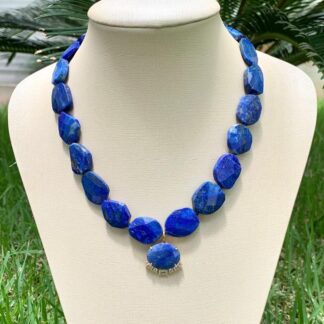 Colar Lápis Lazuli Banhado a Ouro18k