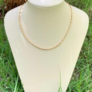 Colar Canutilho com Esferas Banhado a Ouro18k