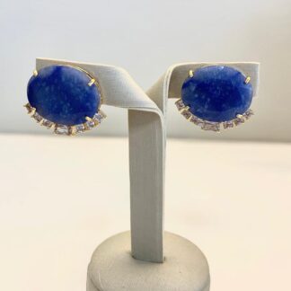 Brinco Lápis Lazuli Banhado a Ouro18k