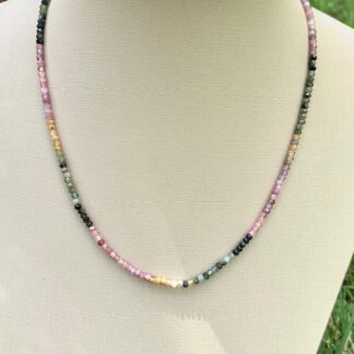 Colar Turmalina Melancia Banhado a Ouro18k