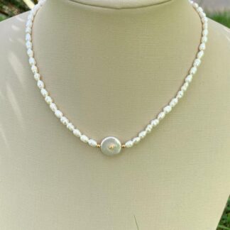 Colar de Pérola Natural Banhado a Ouro18k