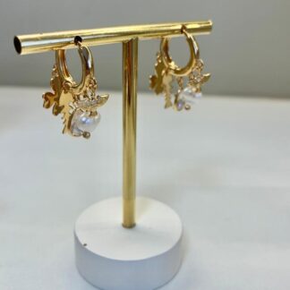 Brinco Argola com Pingentes Proteção Banhado a Ouro18k