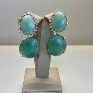 Brinco Quartzo Verde Banhado a Ouro18k