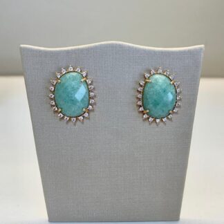 Brinco Quartzo Verde Banhado a Ouro18k