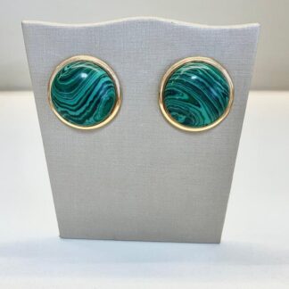 Brinco Redondo Malaquita Banhado a Ouro18k