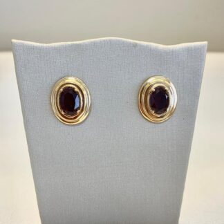 Brinco Oval Granada Banhado a Ouro18k