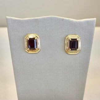 Brinco Retangular Granada Banhado a Ouro18k