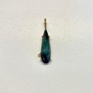 Pingente Gota Alongada de Esmeralda Banhado a Ouro18k