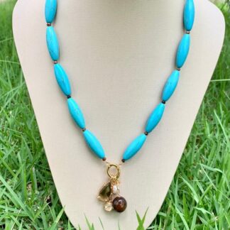 Colar Howlita Turquesa Banhado a Ouro18k