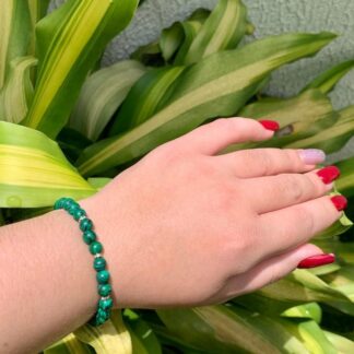 Pulseira de Malaquita com Fio de Silicone
