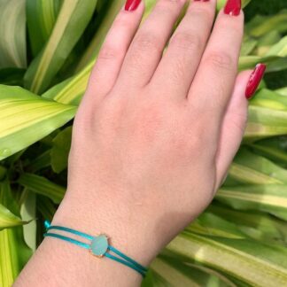 Pulseira Fio de Seda Verde com Gota de Cristal