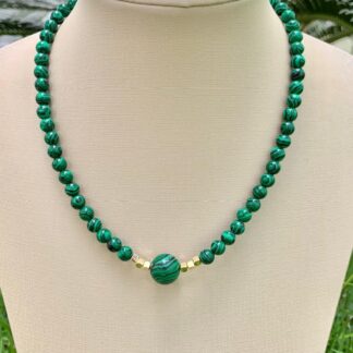 Colar Malaquita Banhado a Ouro18k
