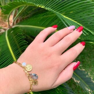 Pulseira Elos com Pingentes Diversos Banhado a Ouro18k