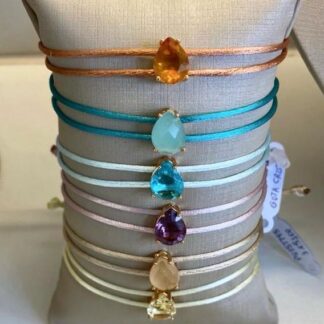 Pulseira Fio de Seda com Gota Cristal Yellow Fancy