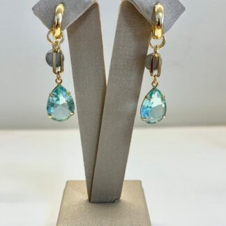 Brinco Argola Elos Amazonita Banhado a Ouro18k