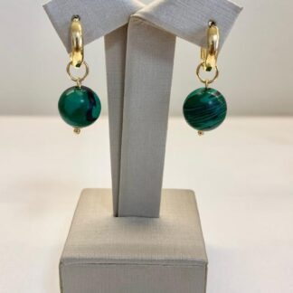 Brinco Argola Malaquita Banhado a Ouro18k