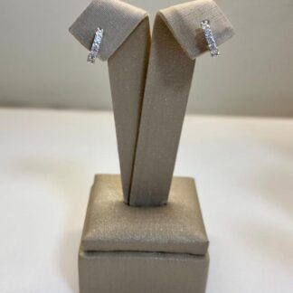 Brinco Mini Argola Cravejada de Zircônias em Ródio Branco