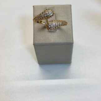 Anel Gotas Regulável Cravejada de Zircônias Banhado a Ouro18k