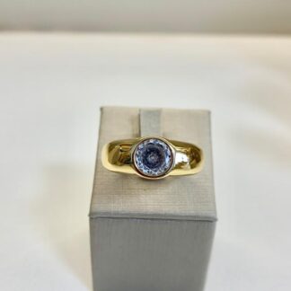 Anel Redondo Cristal Banhado a Ouro18k