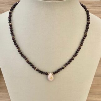 Colar Granada com Pingente Gota Opala Rosa Banhado a Ouro18k