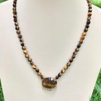 Colar Olho de Tigre Banhado a Ouro18k