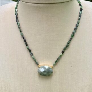 Colar Jasper Verde Banhado a Ouro18k