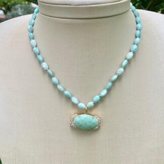 Colar Amazonita Banhado a Ouro18k