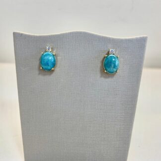 Brinco Pedra Natural Amazonita Banhado a Ouro18k