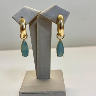 Brinco Argola com Gota Apatita Banhado a Ouro18k