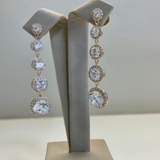 Brinco Pendulo com 5 Círculos Decrescentes de Zircônias Brancas Banhado a Ouro18k