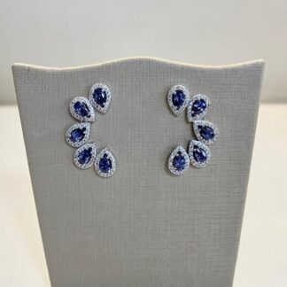 Brinco Ear Cuff 5 Gotas Tanzanita em Ródio Branco