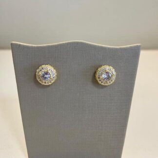 Brinco Coroa com Zircônia Branca Banhado a Ouro18k