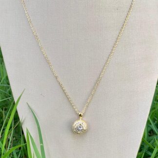 Colar Coroa com Zircônias Brancas Banhado a Ouro18k