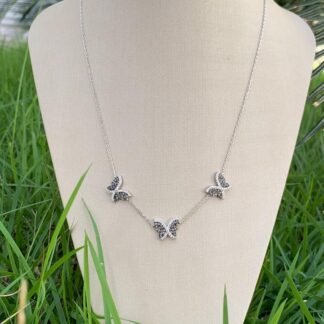 Colar Borboleta Turmalina Verde em Prata 925