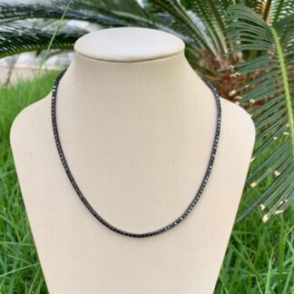 Colar Riviera Zircônia Negra com 4 Garras em Ródio Negro