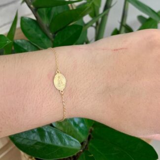 Pulseira Nossa Senhora das Graças Banhada a Ouro18k