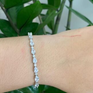 Pulseira Riviera Gotas de Zircônias Brancas 6mm em Ródio Branco