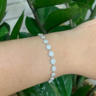 Pulseira Elos com Pontos de Luz em Ródio Branco