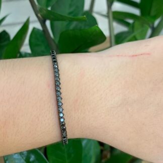 Pulseira Riviera com Zircônia Negra 2mm em Ródio Negro