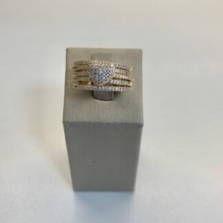 Anel 5 Fileiras com Coração Banhado a Ouro18k