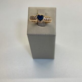 Anel Solitário de Coração Safira Banhado a Ouro18k
