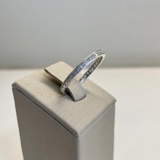 Anel Trilho com Zircônias Brancas Quadrada em Prata 925