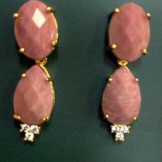 Brinco de Pedra Natural Opala Banhado a Ouro 18k