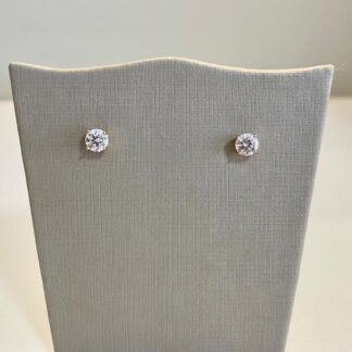Brinco Moissanite 5mm Prata 925 com Banho de Ouro18k